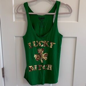 Spencer's Vibrant Green Tank with Gold Sequin Design